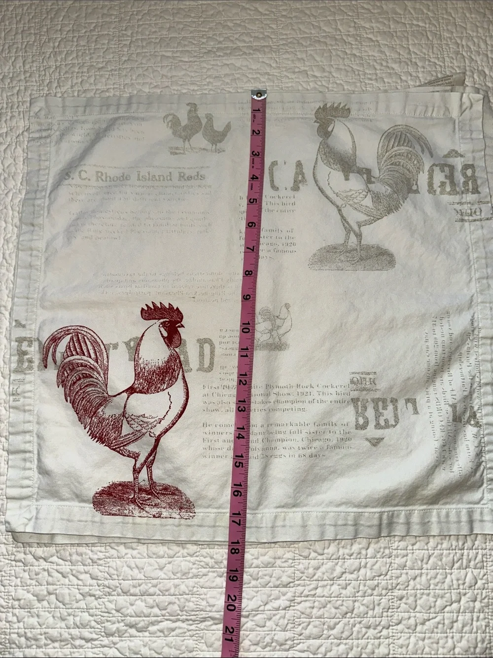 Williams Sonoma Hand Towel White Cotton Rooster Print Kitchen Towel